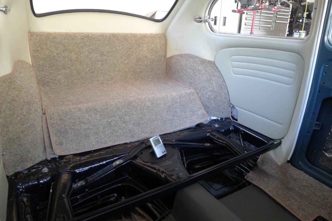 Installed Carpet Kit and Rubber Floor Mats 1966 VW Beetle Project