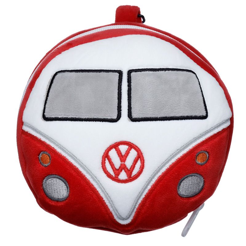 Volkswagen VW Camper Bus Round Travel Pillow & Eye Mask Red