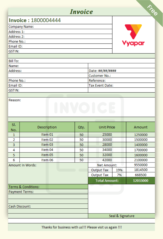 SAP Invoice Format Free Download
