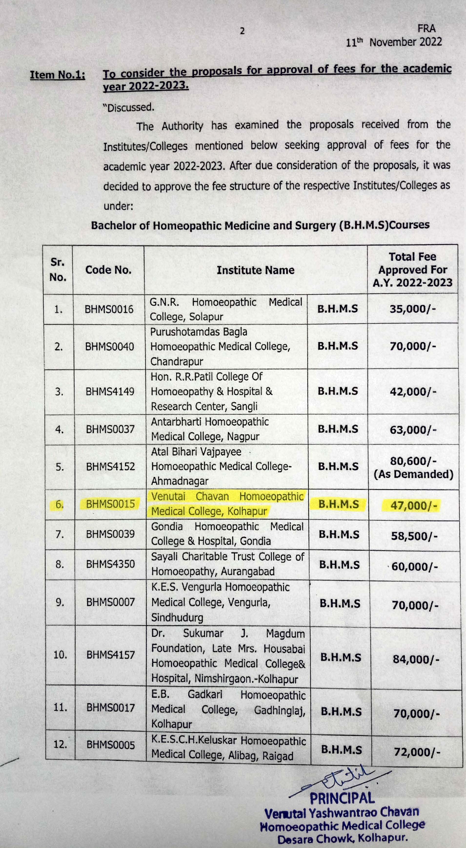 Fee Structure 202223