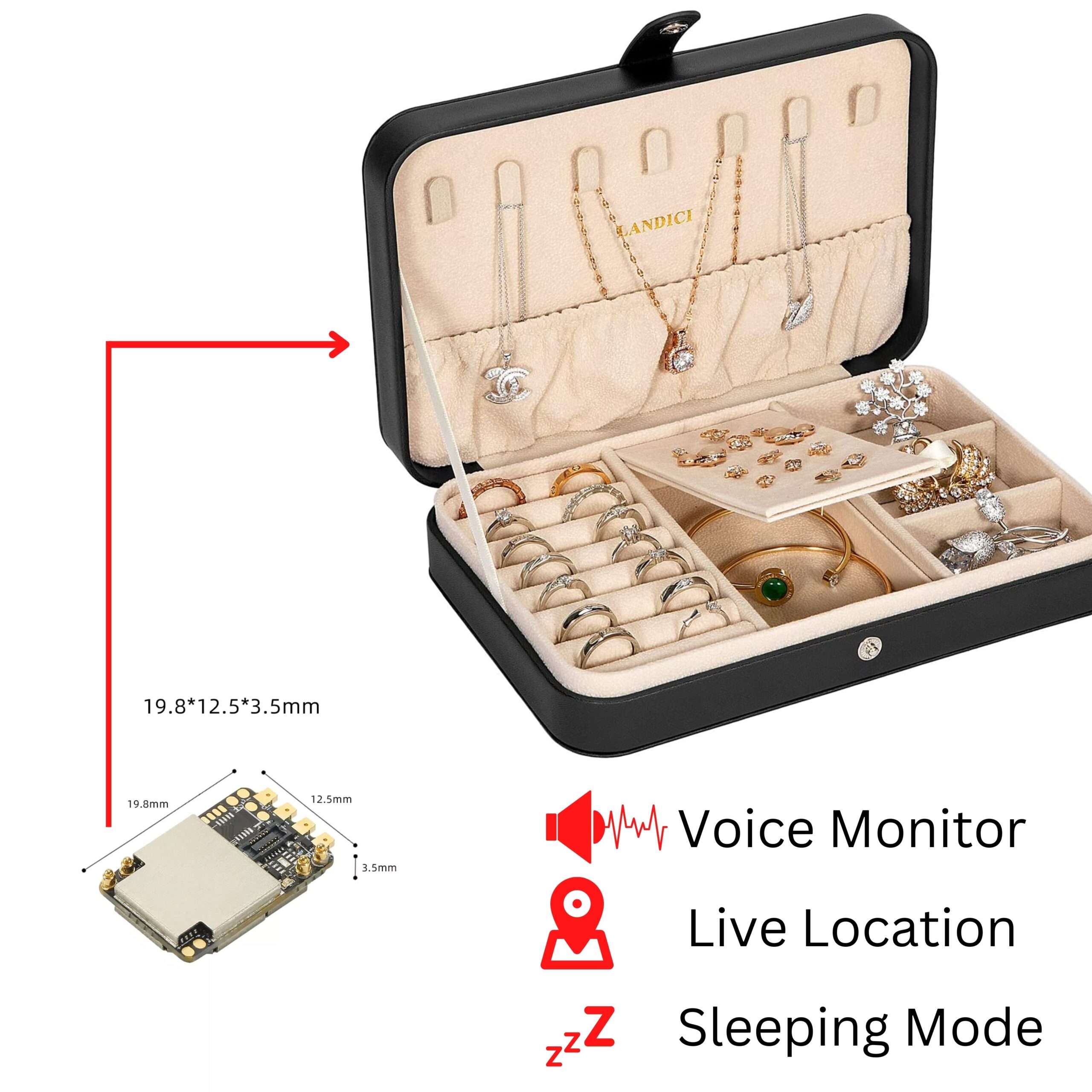 GPS Tracker For Necklace/Jewelry Box Safety VYNCX