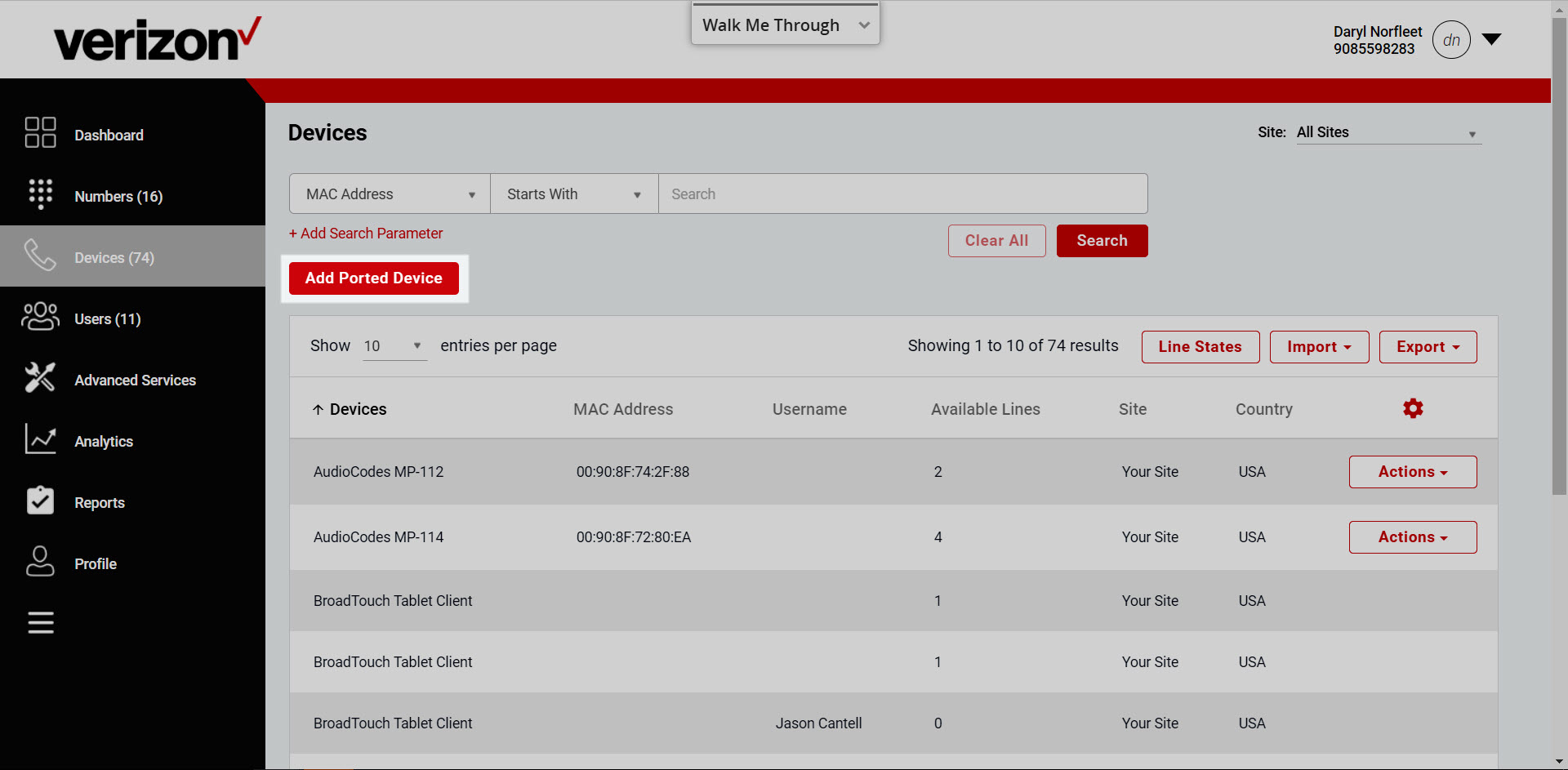 Admin Portal Adding Devices Verizon BDV Support