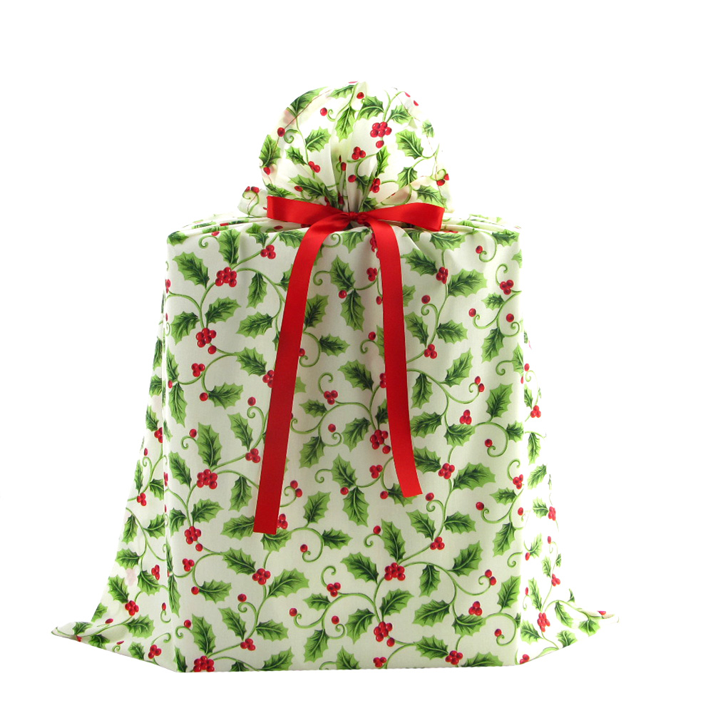Set of Big Fabric Christmas Bags VZWraps™ Reusable Fabric Gift Bags