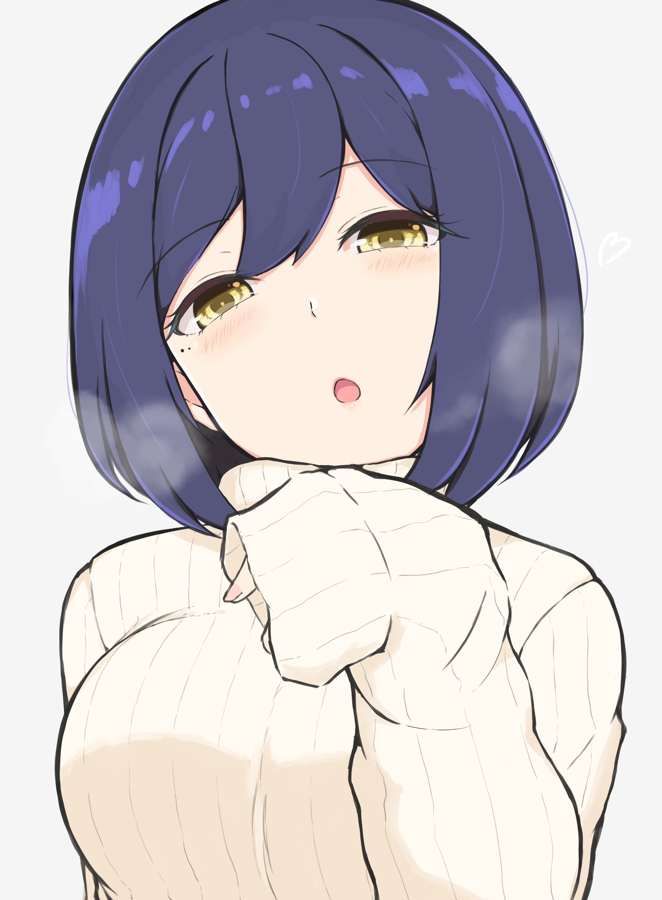 blue hair, anime, 2D, digital art, artwork, anime girls, sweater