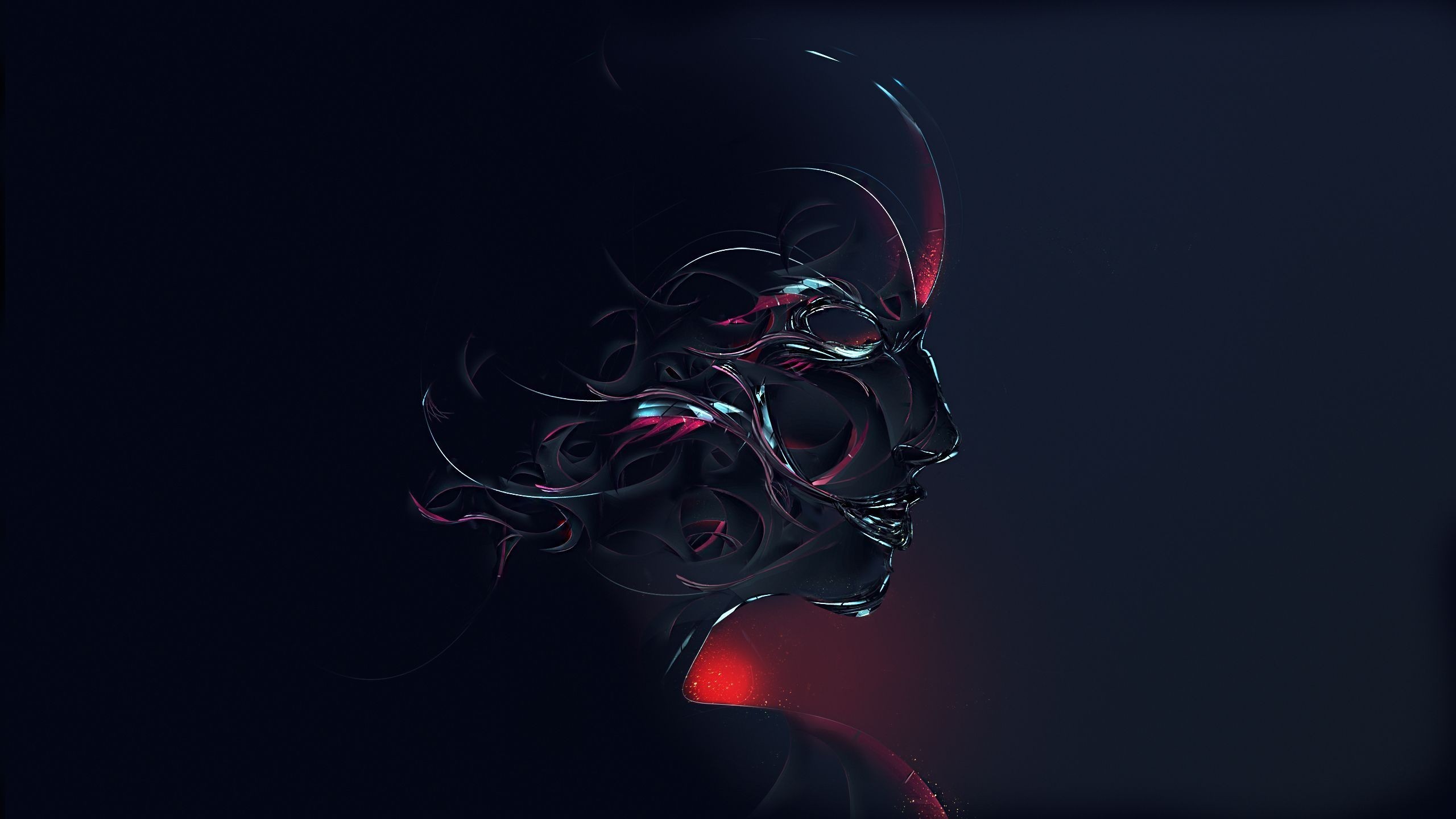 face, profile, abstract, dark, simple background, digital art 2560x1440 Wallpaper wallhaven.cc
