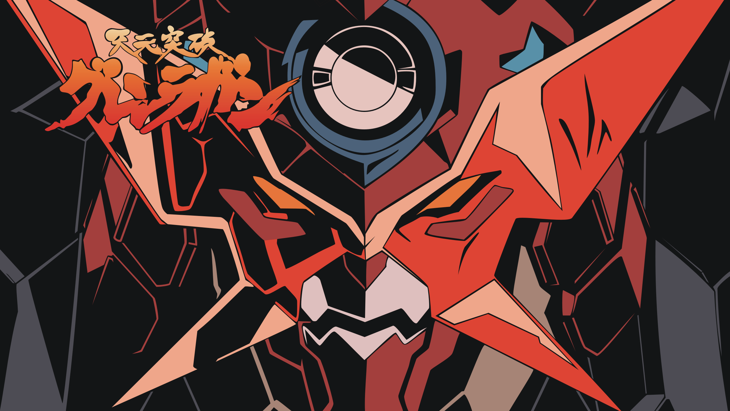 orange eyes, anime, Tengen Toppa Gurren Lagann 2514x1414 Wallpaper wallhaven.cc