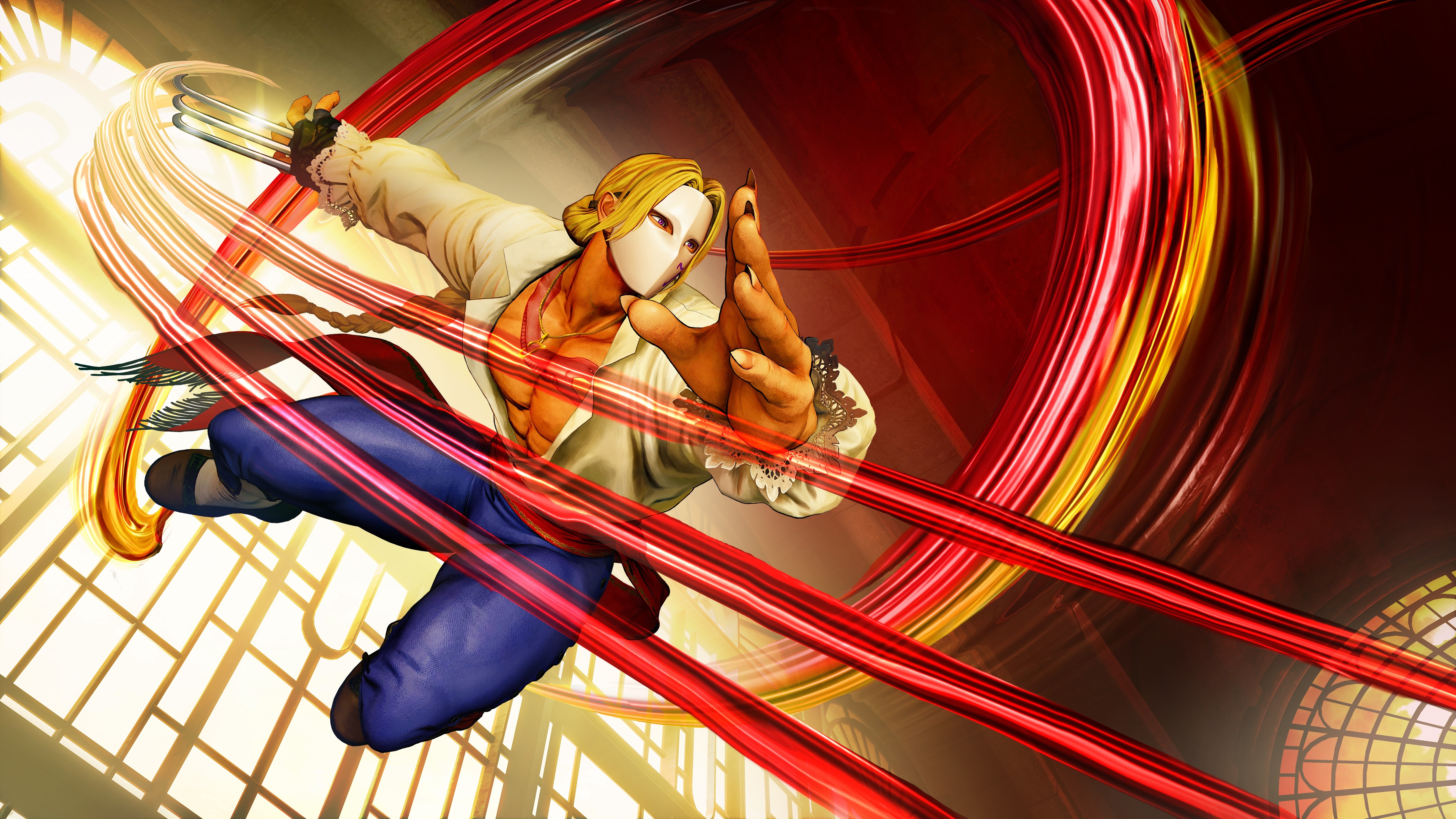 video game man. blonde. Street Fighter V. Vega. PlayStation 4. shirtless. video games. video
