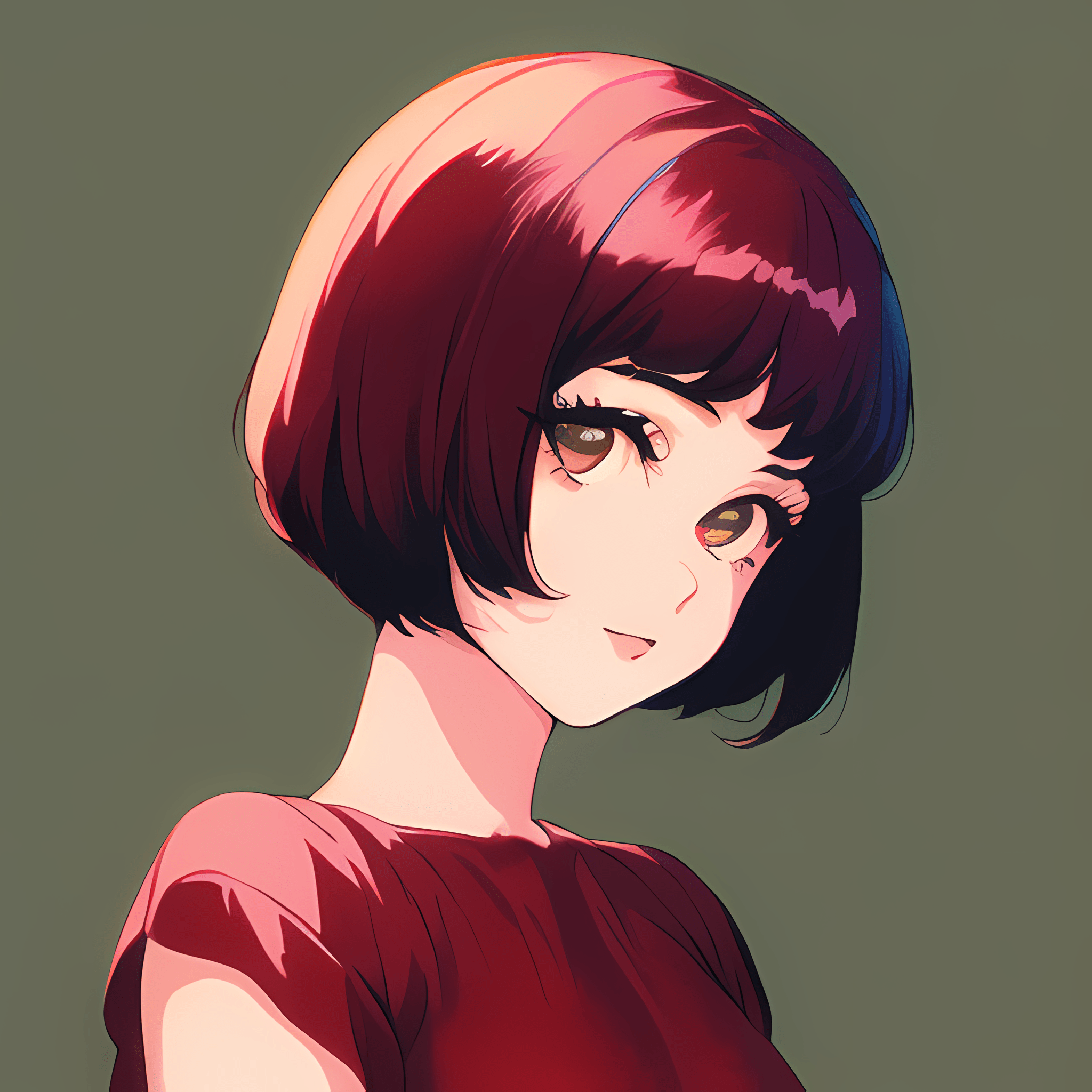 women, face, redhead, short hair, anime girls, novel ai, anime