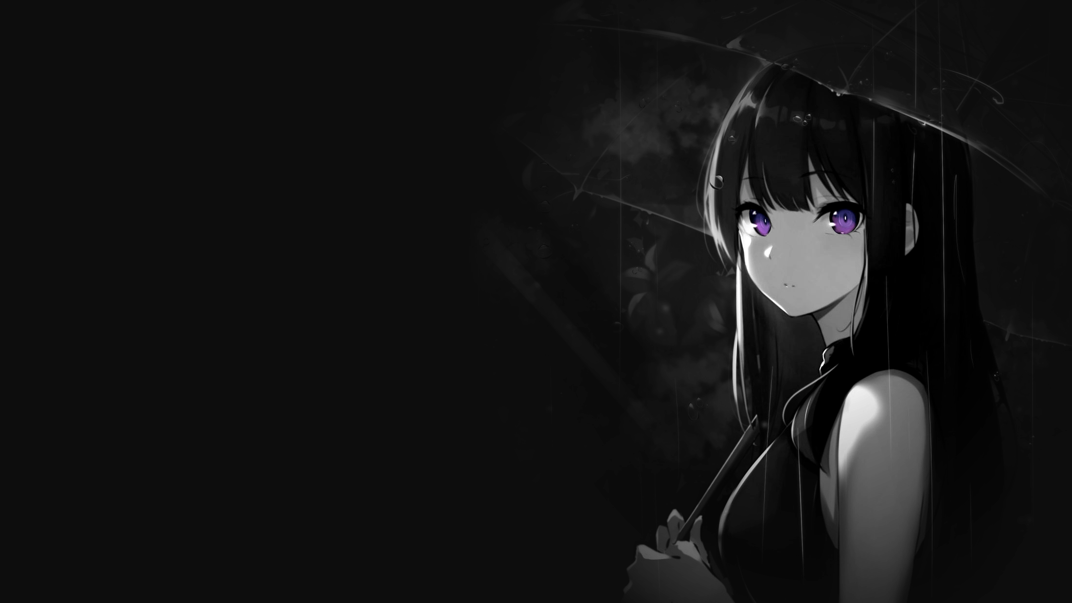 selective coloring, black background, dark background, anime girls