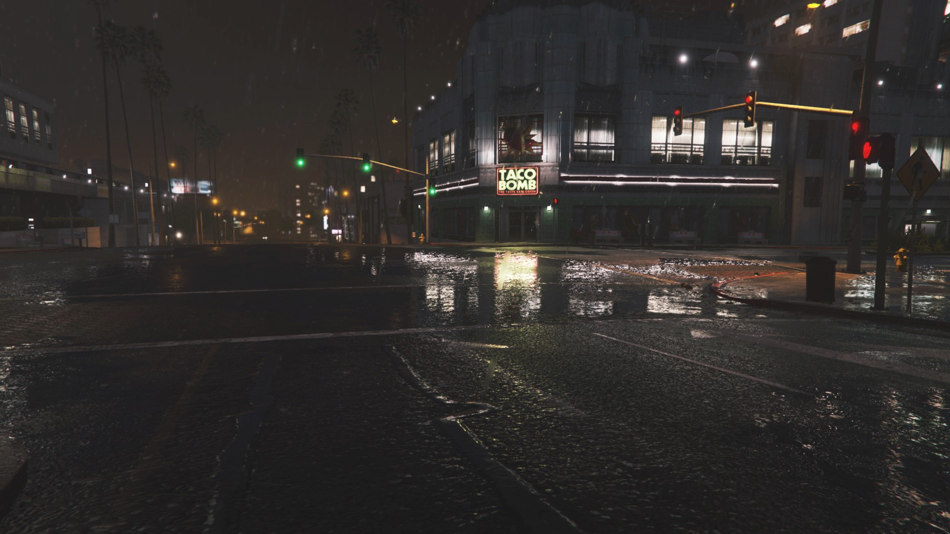 Grand Theft Auto V, rain, street 1920x1080 Wallpaper