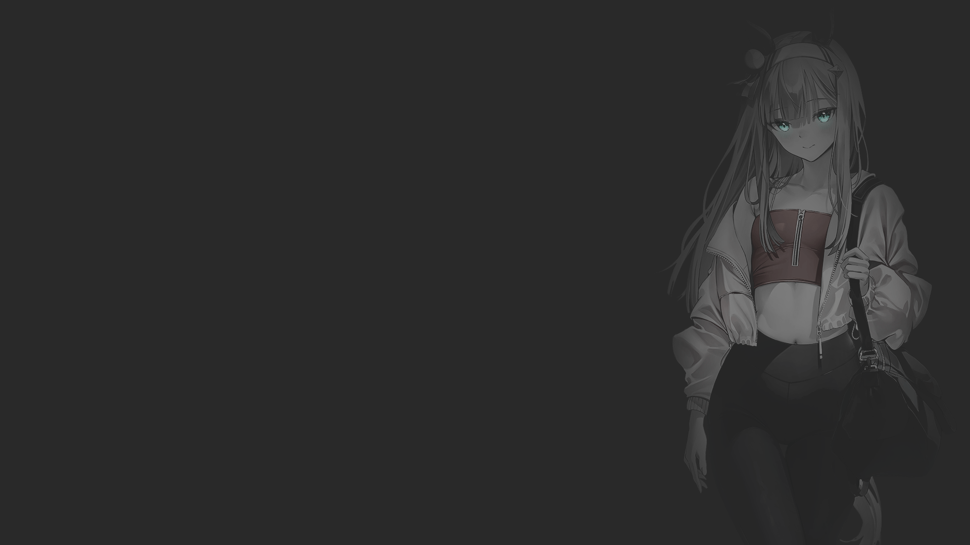 anime, anime girls, black background, monochrome 1920x1080 Wallpaper