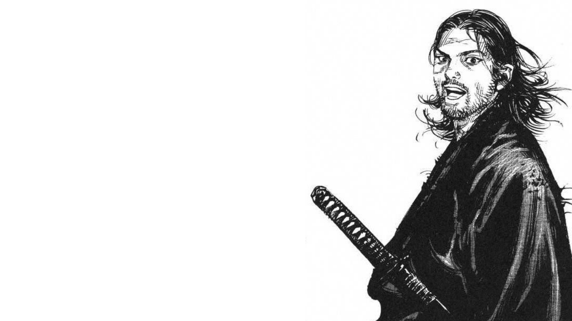 Miyamoto Musashi, manga, katana, musashi, Vagabond, men, white