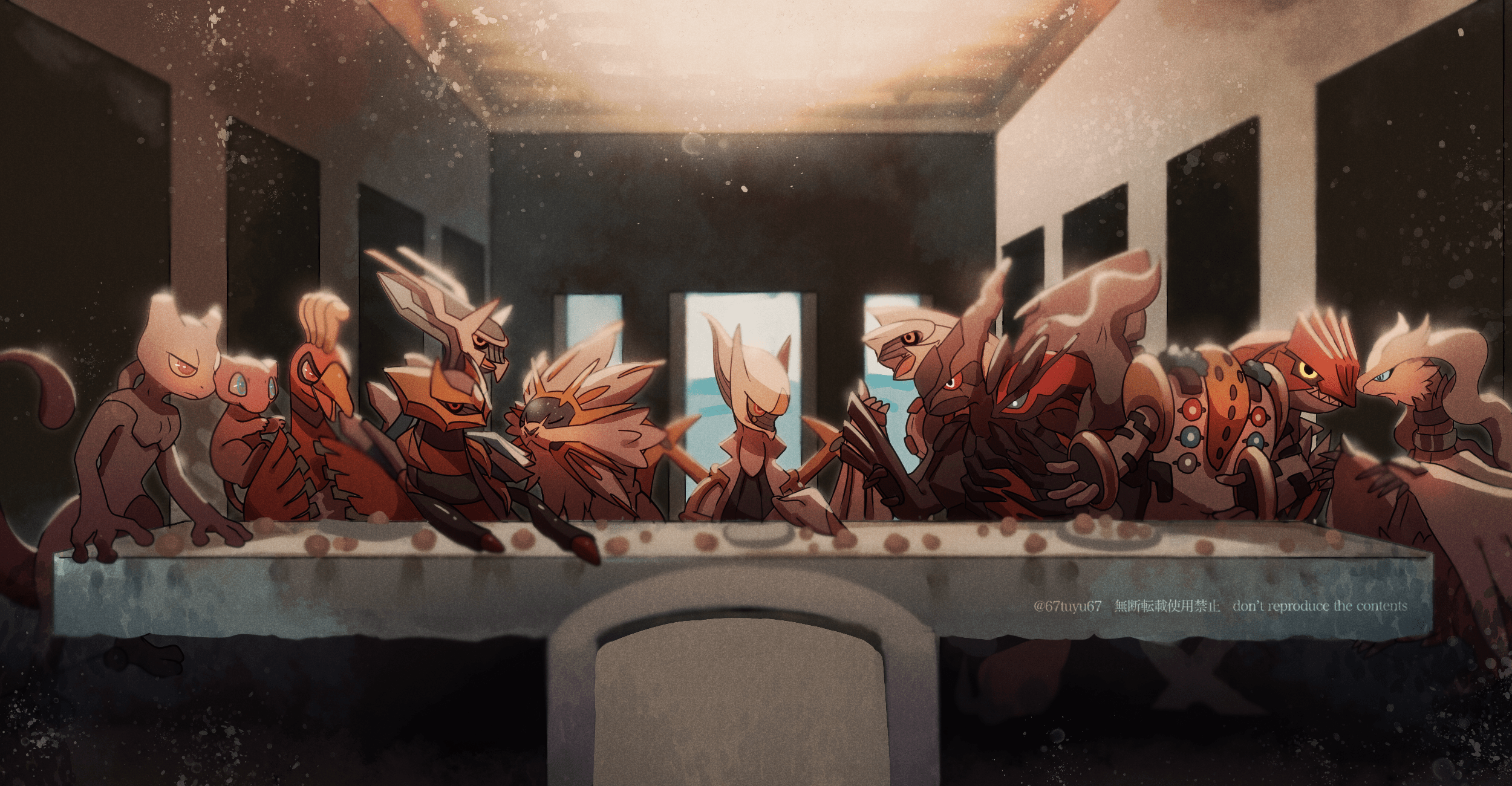 anime, digital art, artwork, 2D, portrait, The Last Supper, Pokémon
