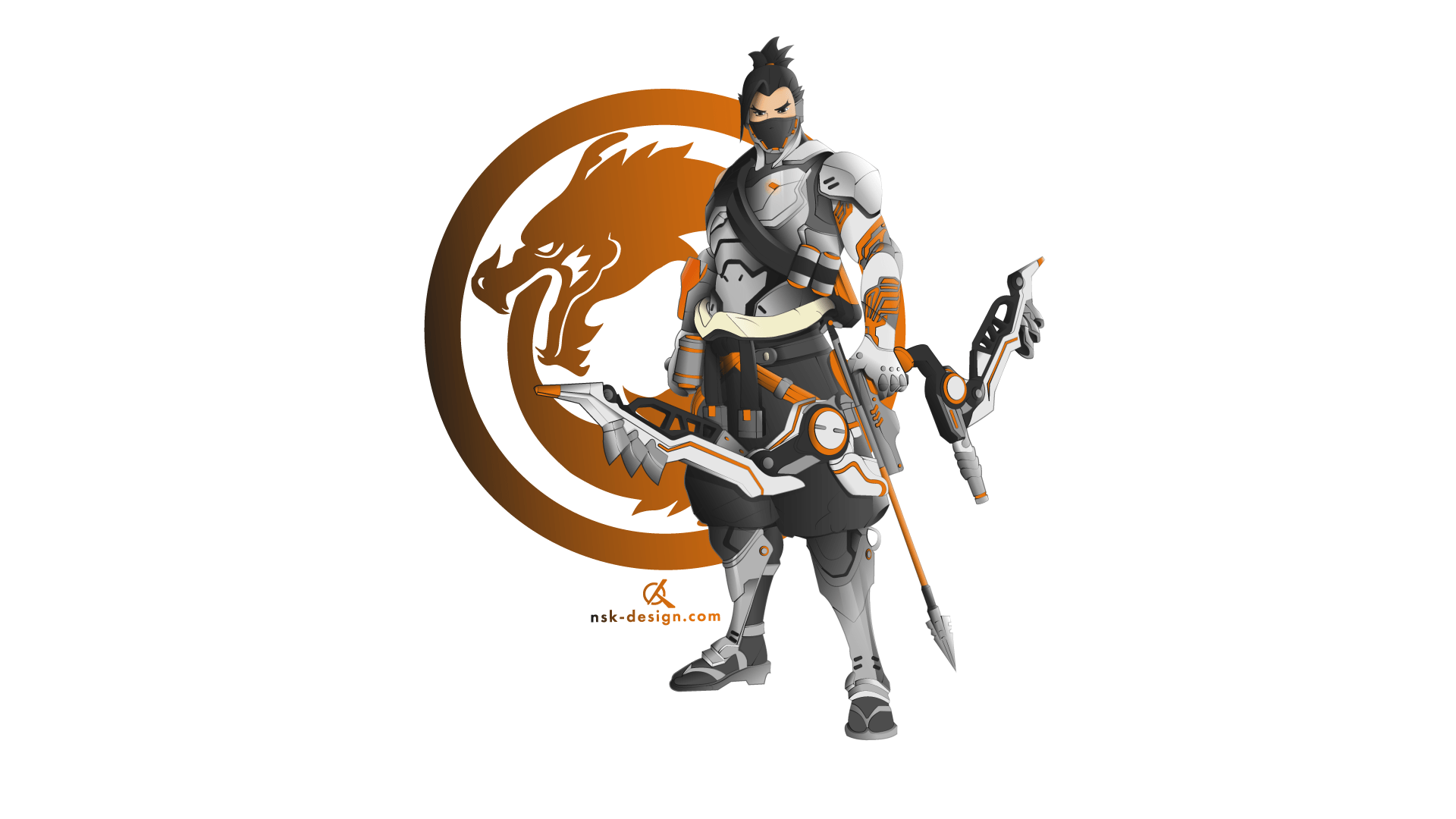 Hanzo (Overwatch), Overwatch, vector graphics, minimalism