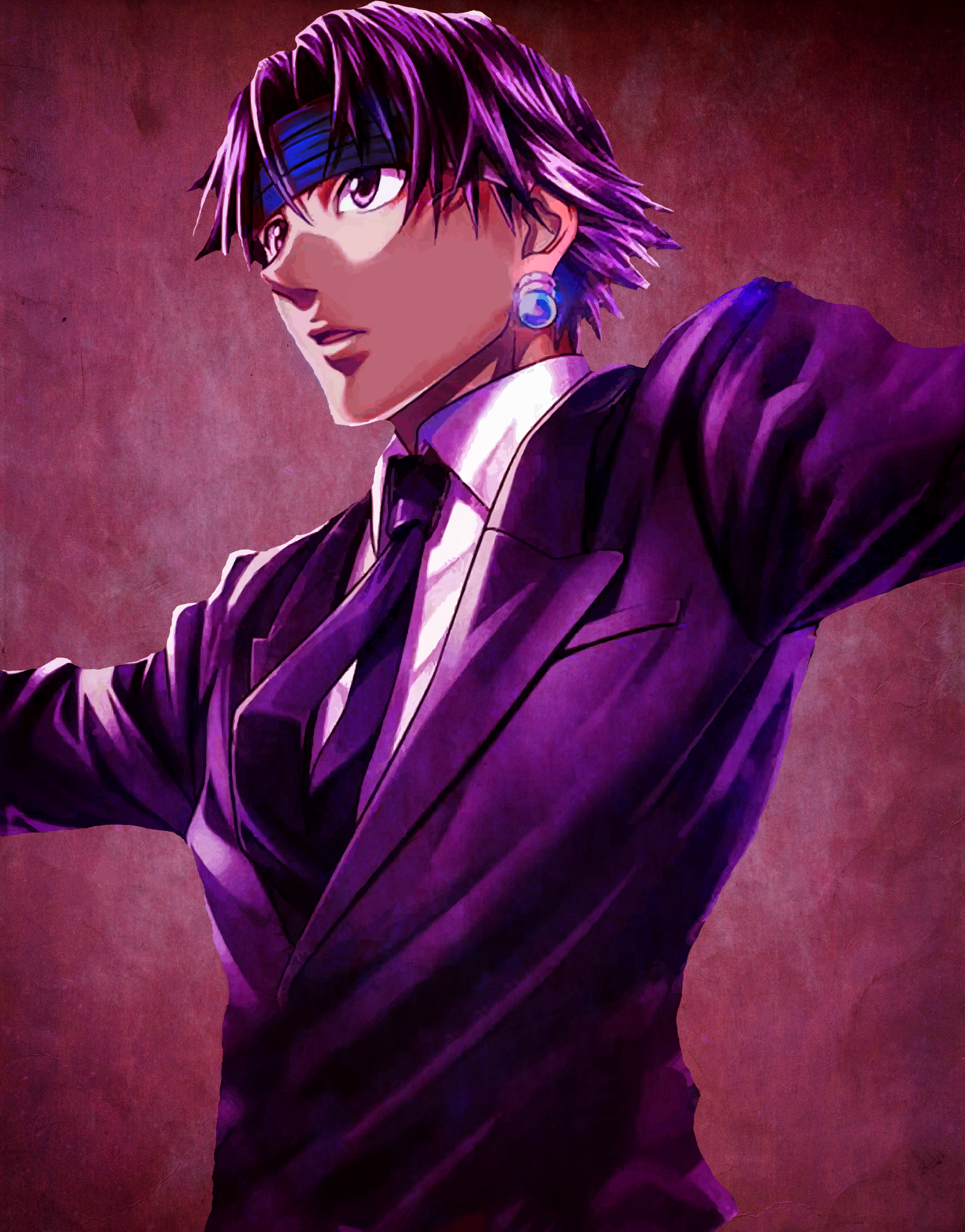 purple hair, Hunter x Hunter, anime, anime boys, tie