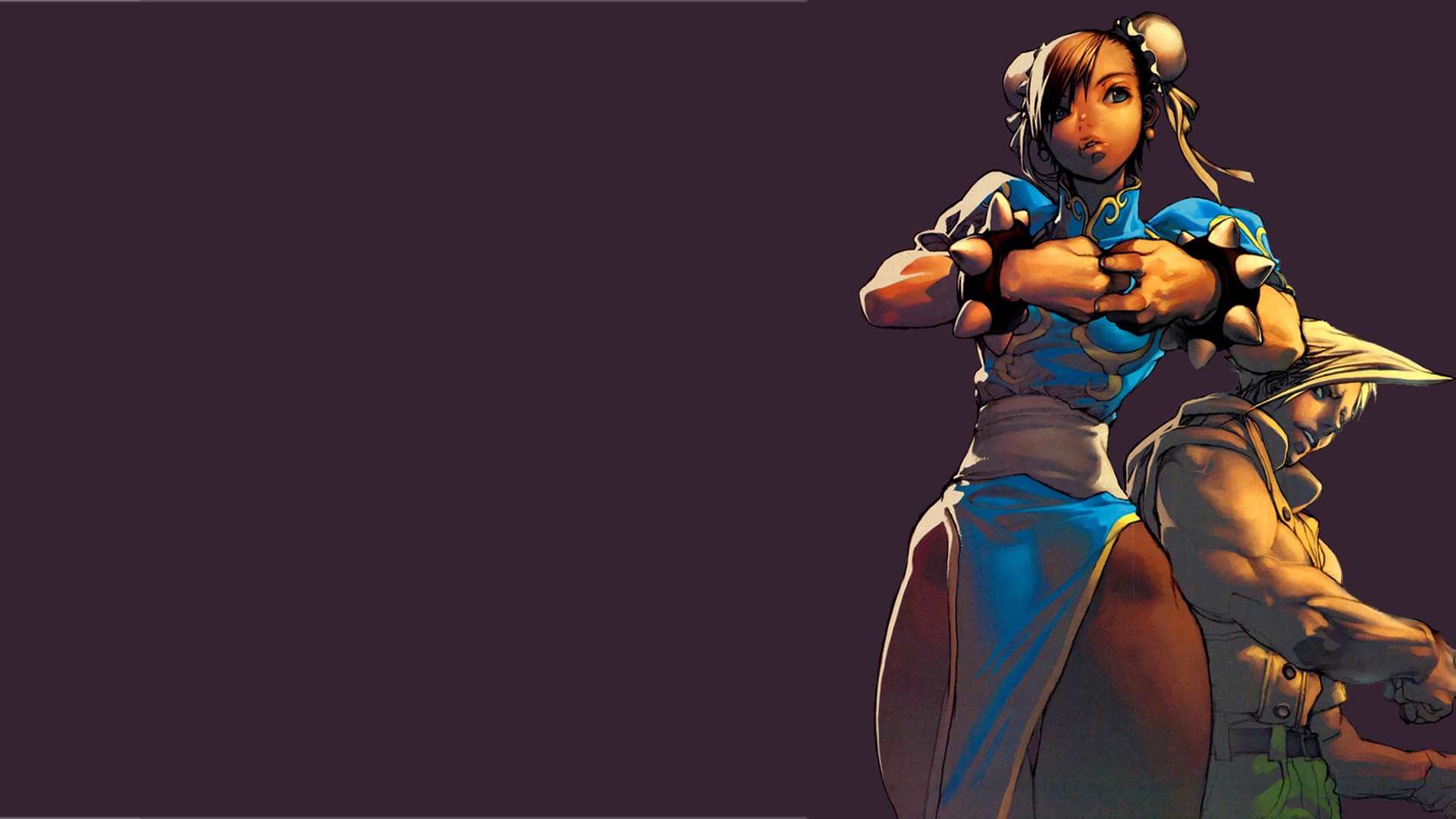 ChunLi. Street Fighter. illustration. purple background 1920x1080 Wallpaper wallhaven.cc