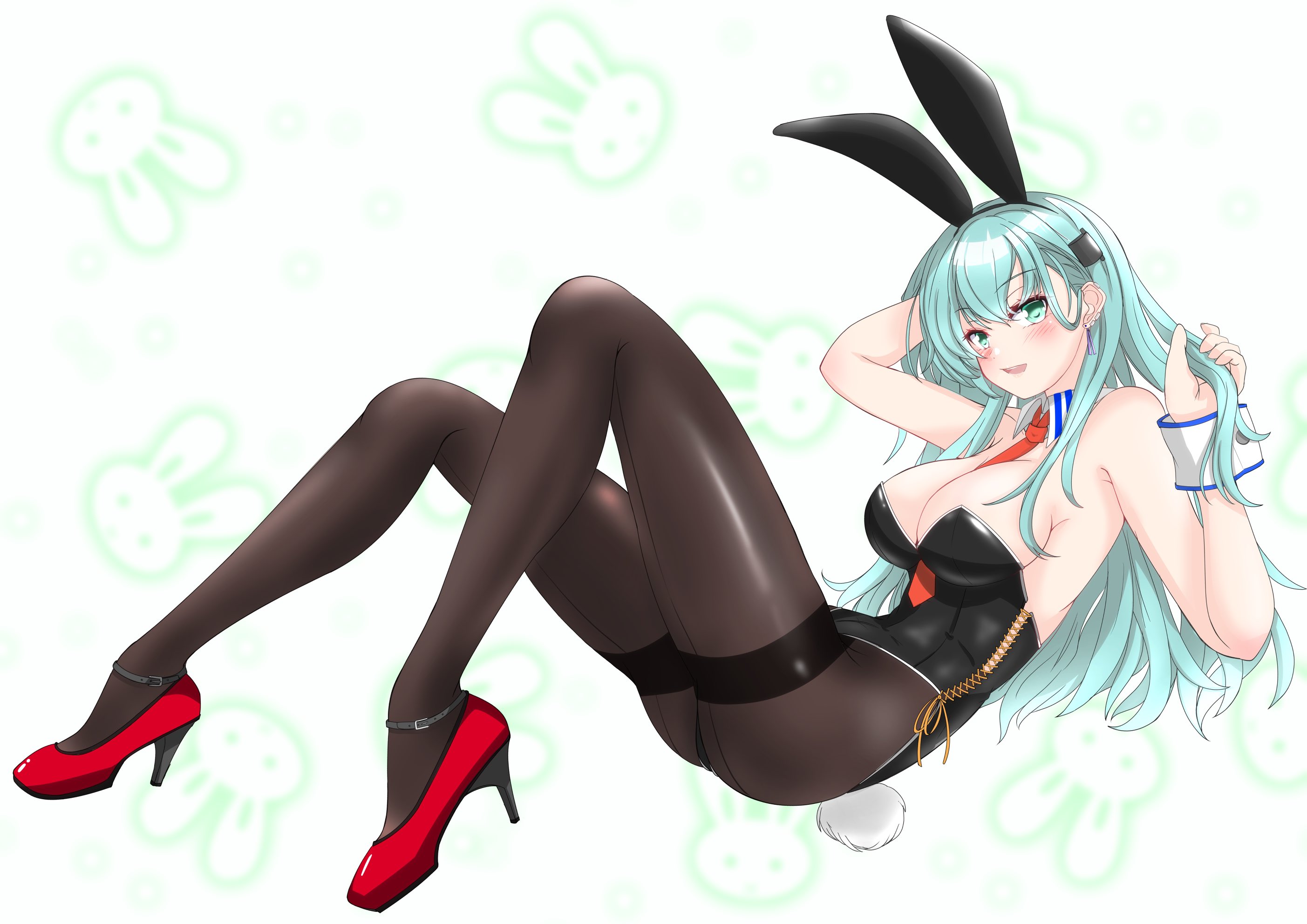 Nitamako, big boobs, blue hair, blue eyes, Kantai Collection, Suzuya