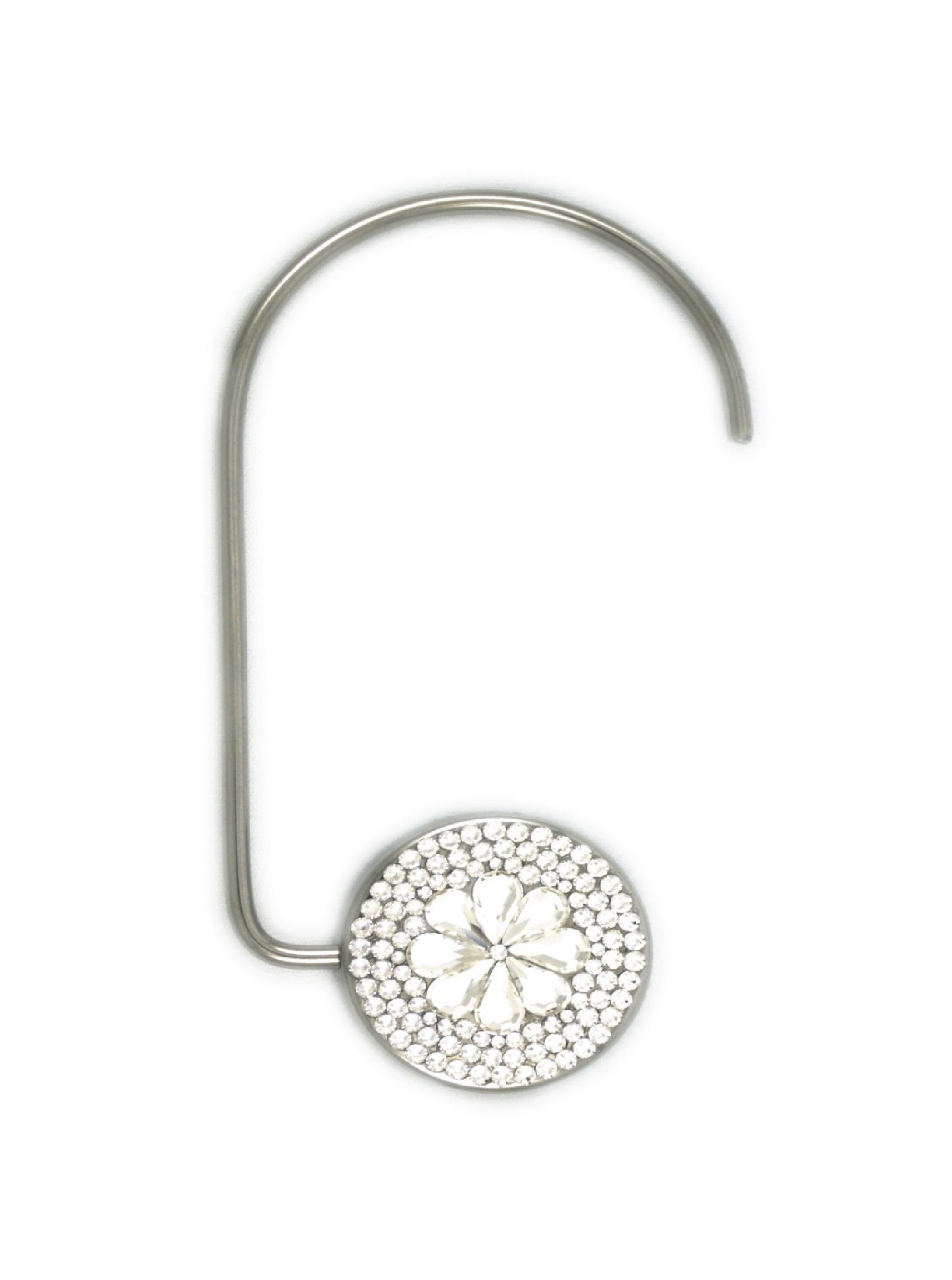 Silver Floral Swarovski Crystal Purse Hook W10 Colours Inc