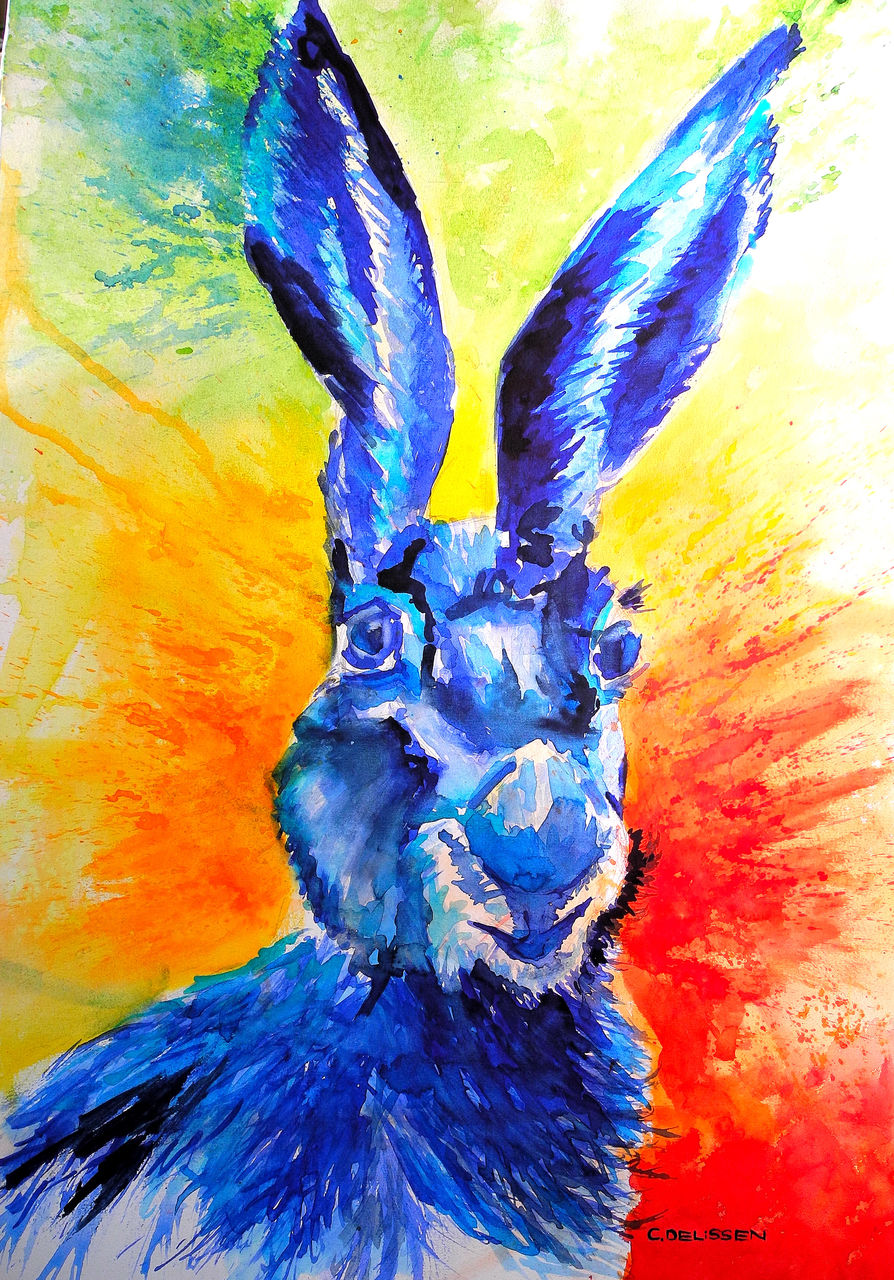 Blauer Hase Bild / Kunst von ClaudiaDelissen bei