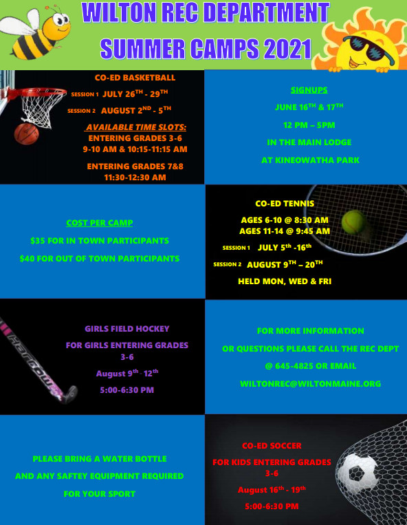 Wilton Recreation announces summer camps, programming