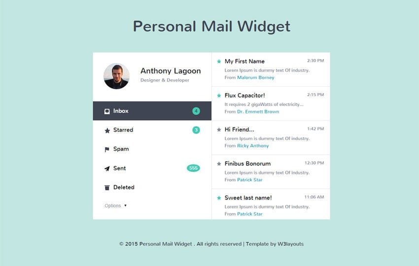 Personal Mail Widget Responsive Widget Template » W3Layouts
