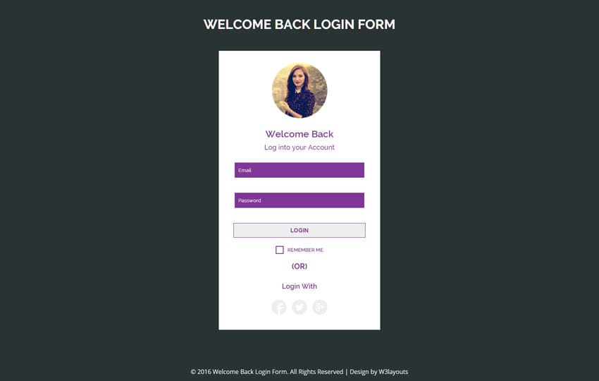 Back Login Form A Flat Responsive Widget Template