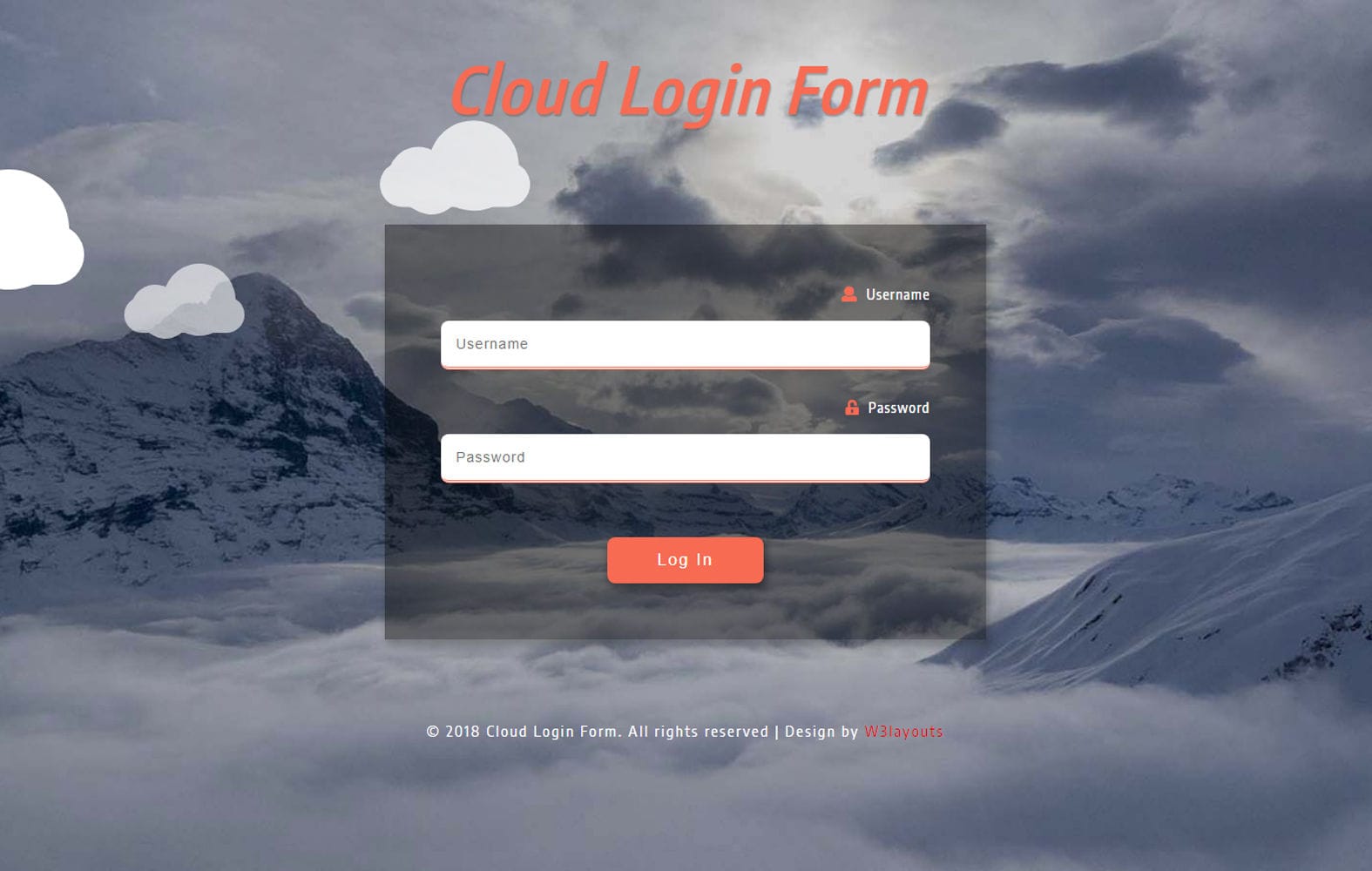Cloud Login Form Responsive Widget Template » W3Layouts