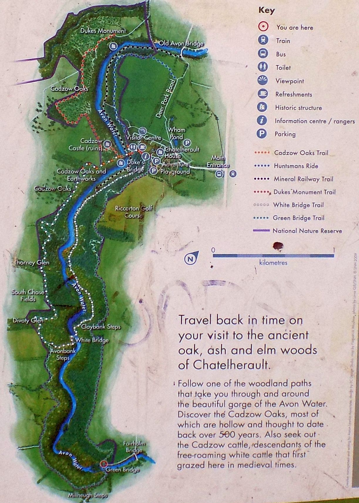 Photographs, route descriptions and maps of the walk from Larkhall