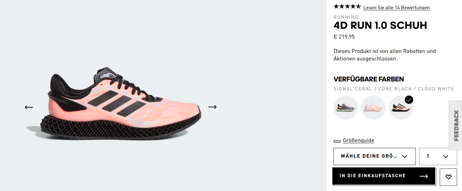 adidas 4D Run 1.0 Signal Coral hier kaufen snkraddicted