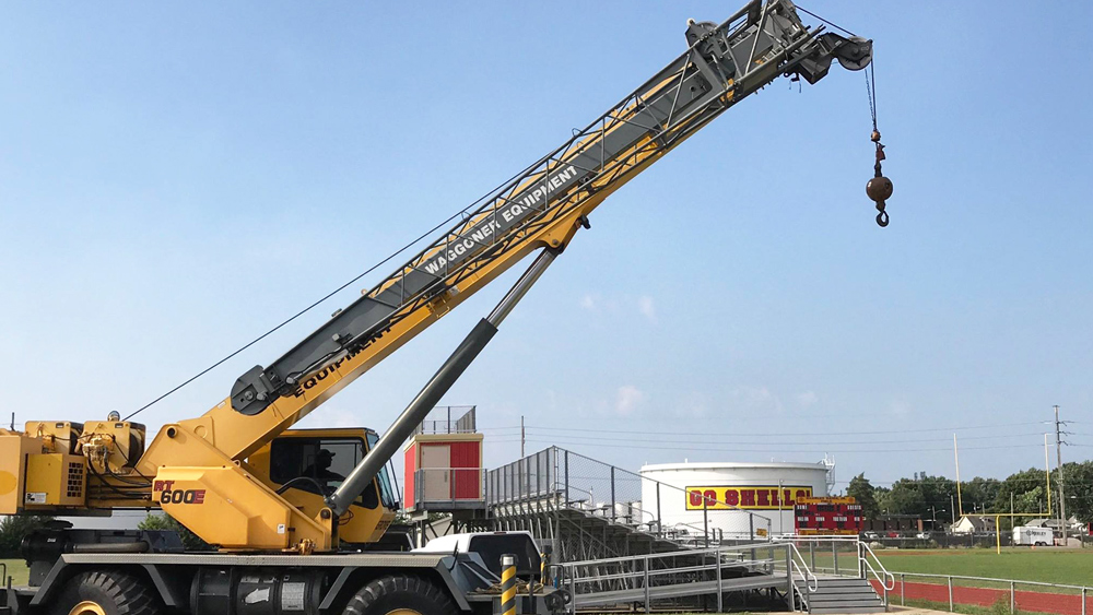 Roxana High School Light Pole Waggoner Equipment Rental, LLC