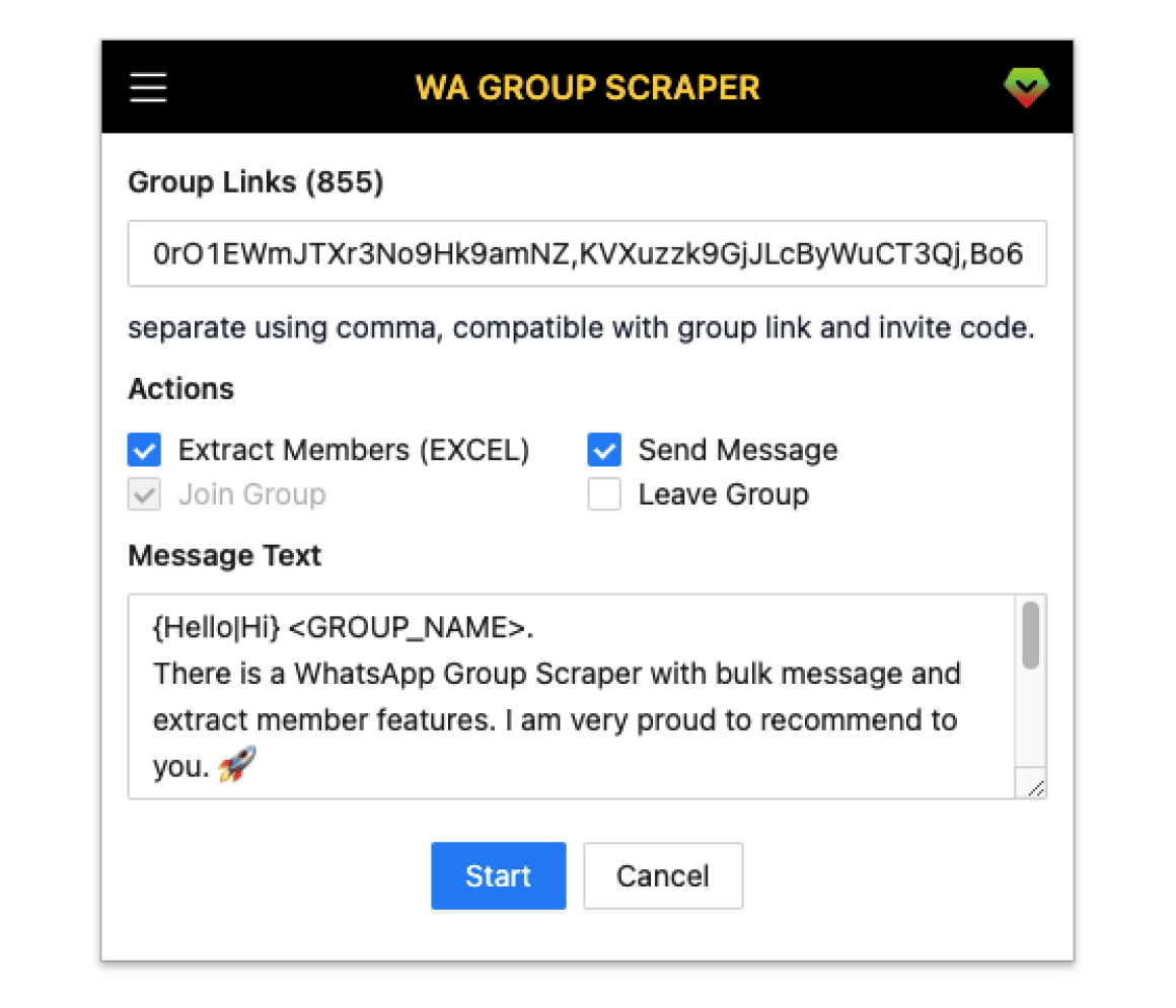 WhatsApp Group Scraper & Group Message Sender