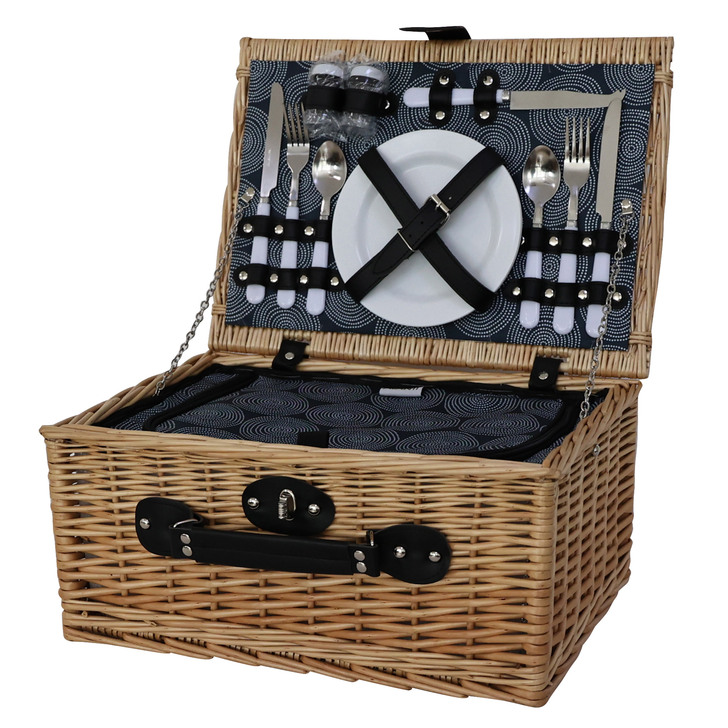 Avanti 2 Person Picnic Basket Dot Circles WA Hospitality Supply