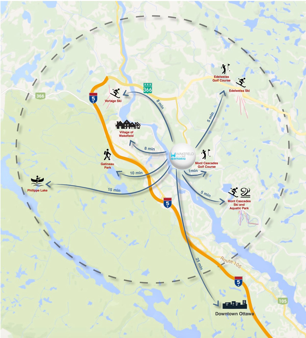 Location Wakefield sur le golf