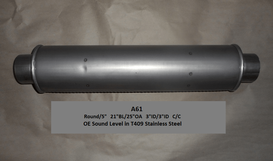Round T409 Stainless Steel OE Sound Level Muffler Waldron's Exhaust