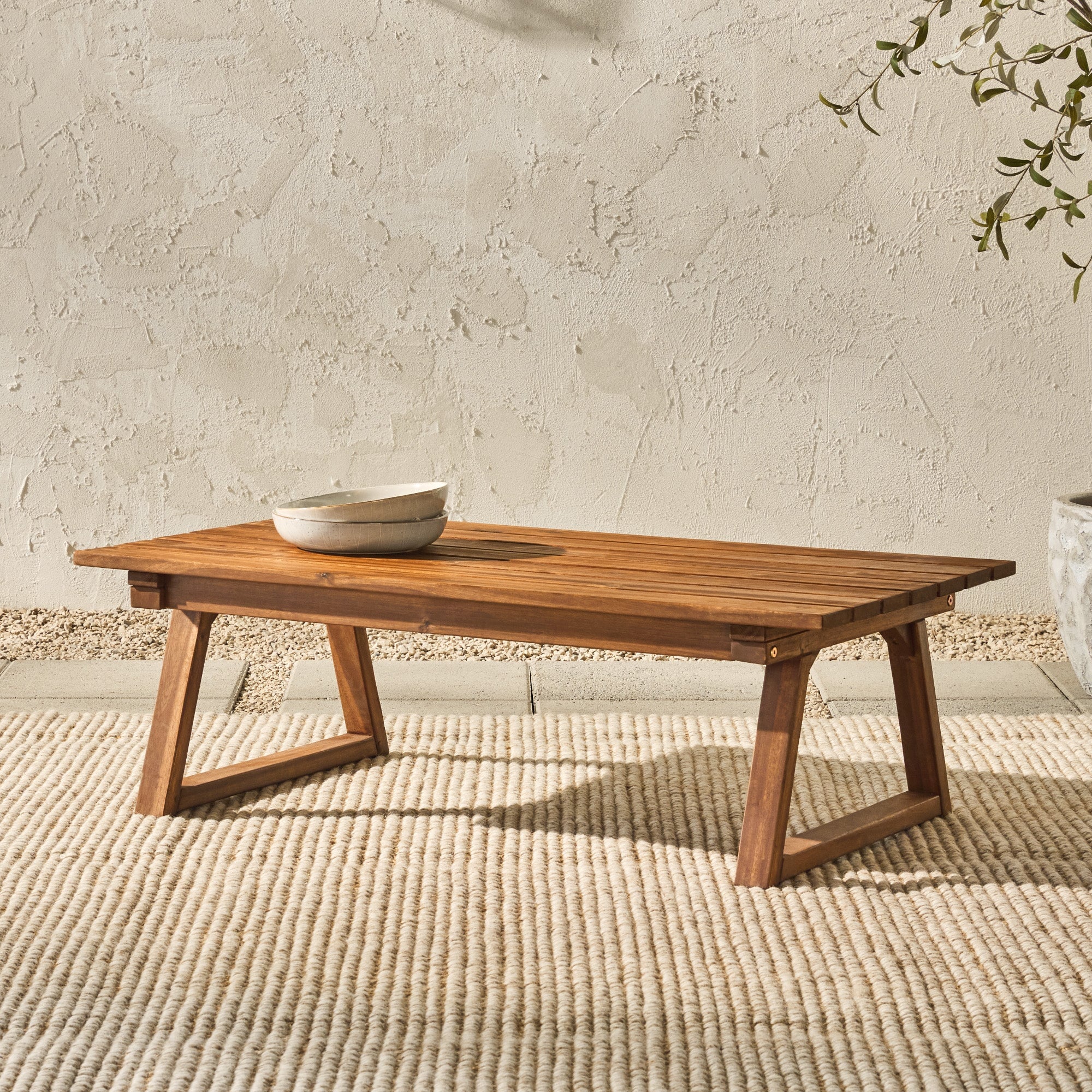 Prenton Modern SlatTop Patio Coffee Table Walker Edison