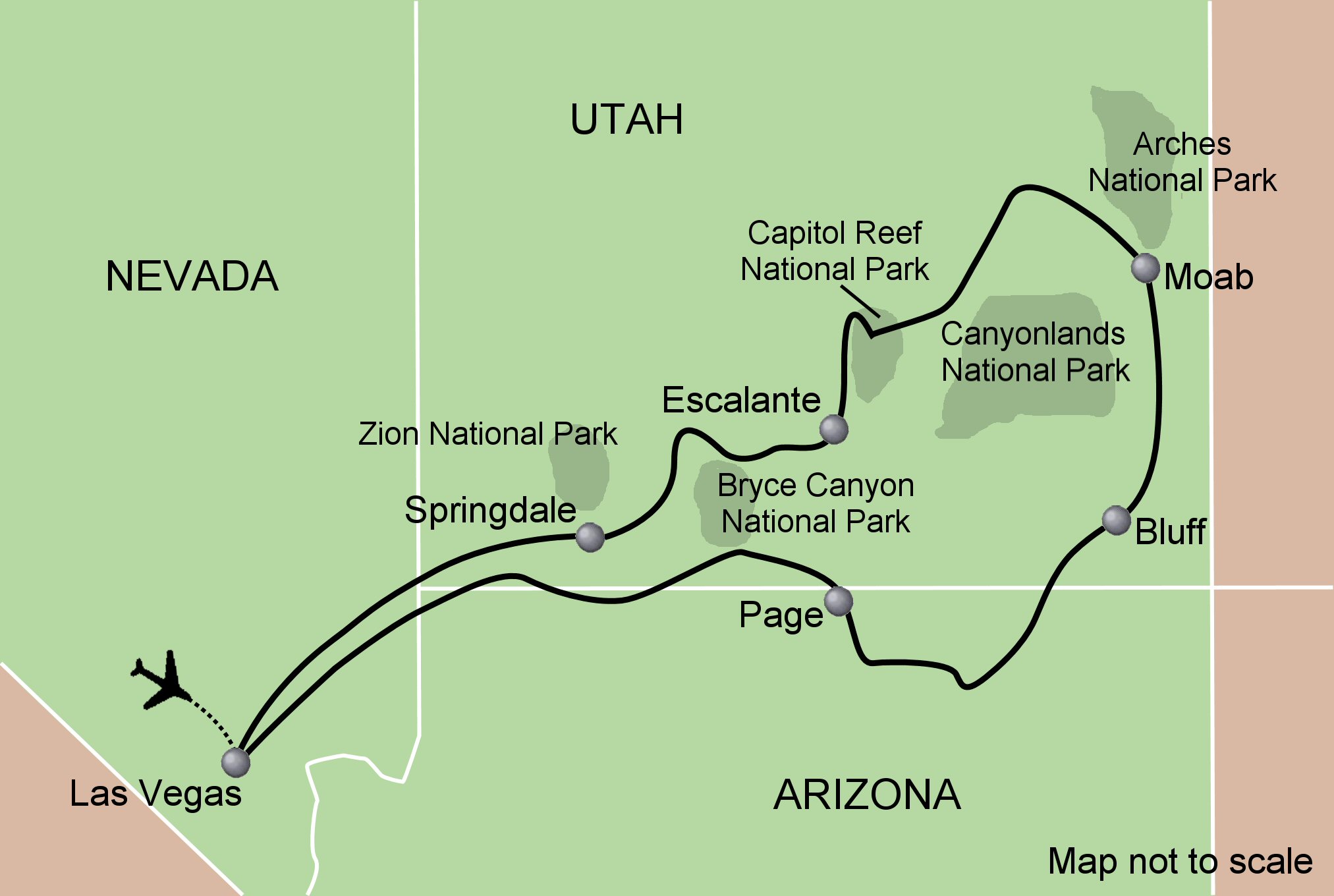 Places To See In Utah Map Utah map REVISED online Walking Adventures