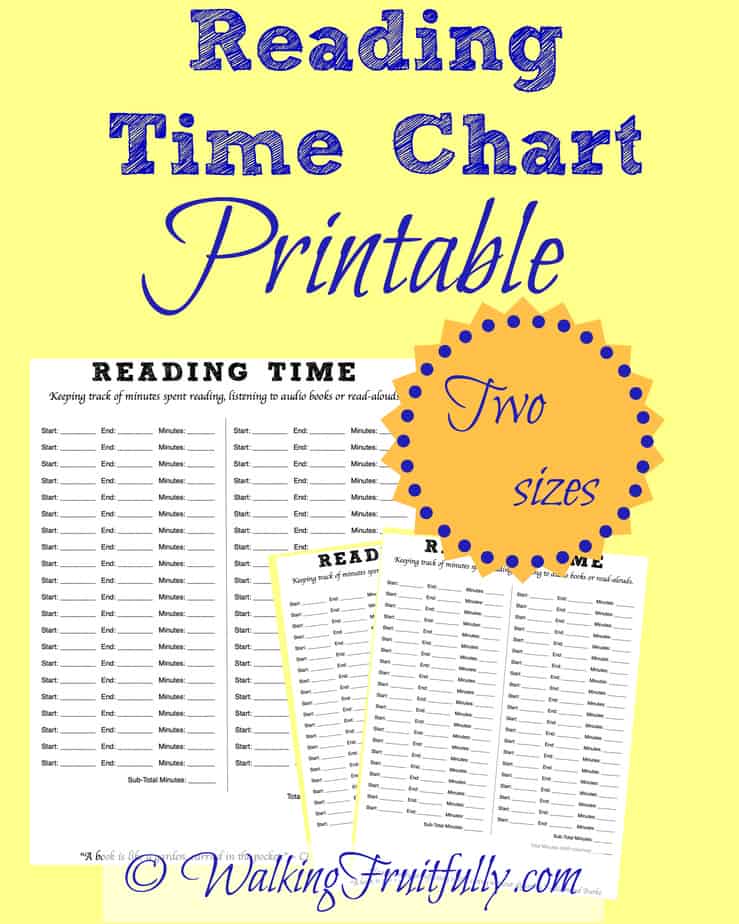 Reading Time Chart Printable Walking Fruitfully