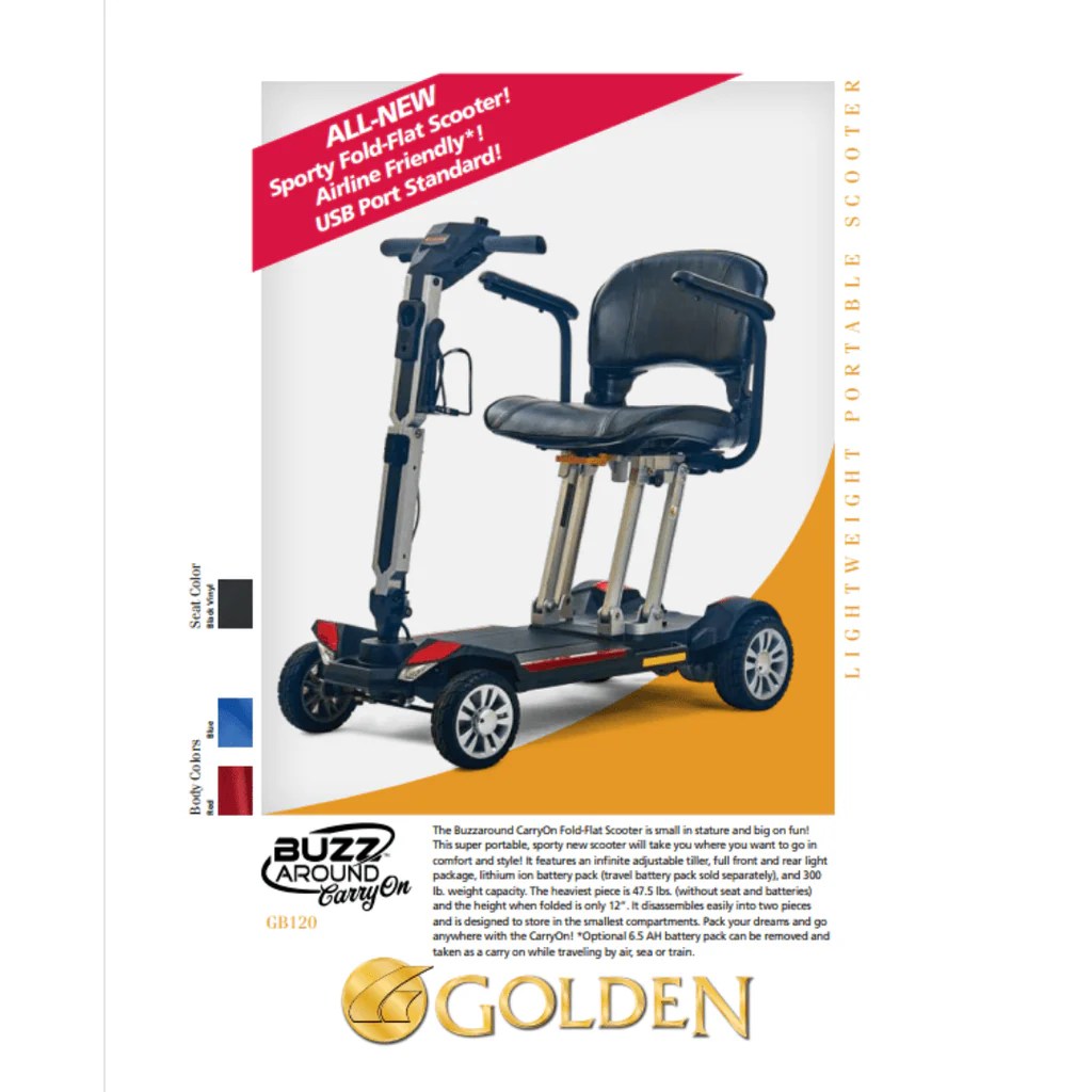 Travel Mobility Scooter BuzzAround Carry On 4 Wheel 15AH Lithium