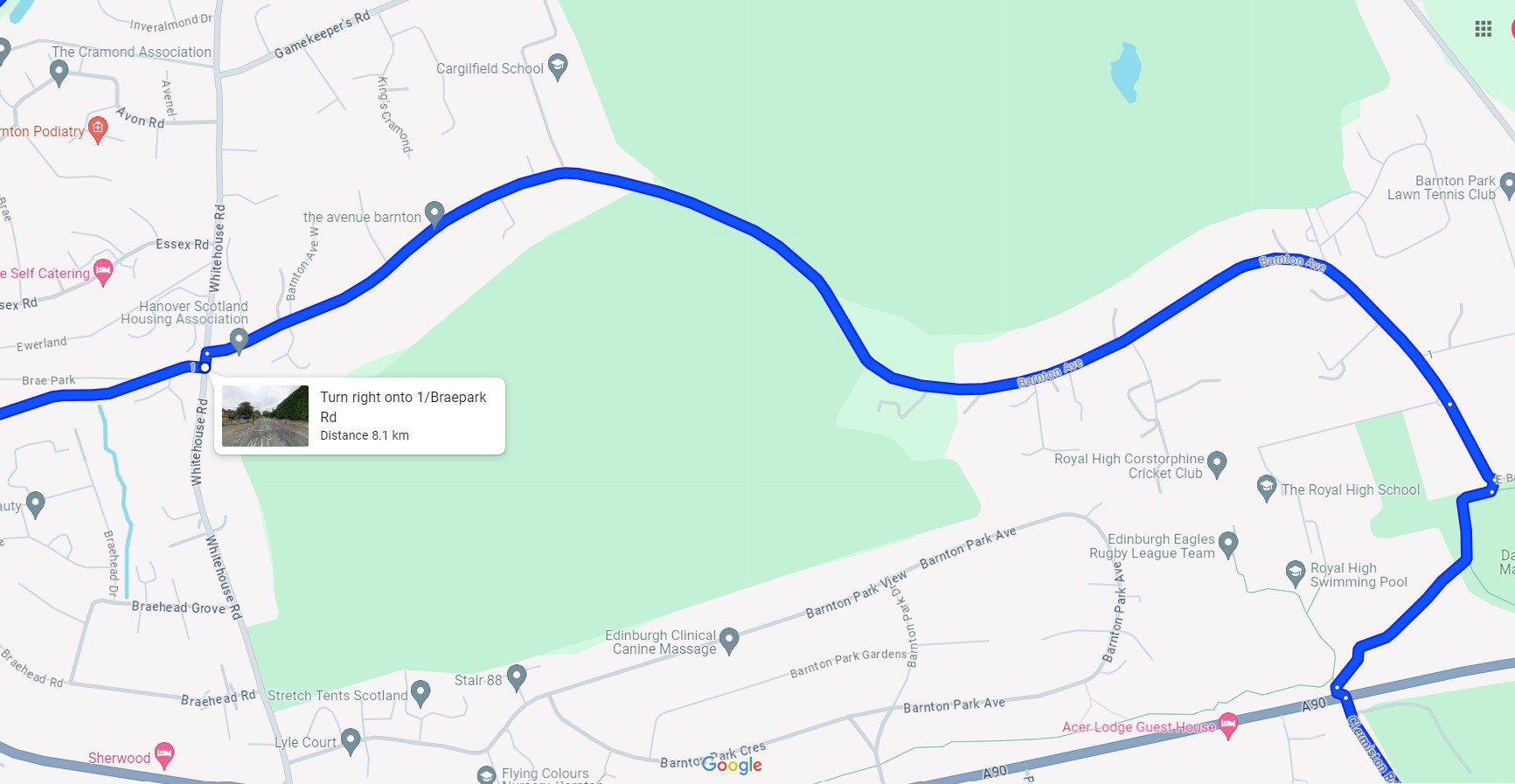 22km Edinburgh Cycle Route Saughton Park, Cramond Beach