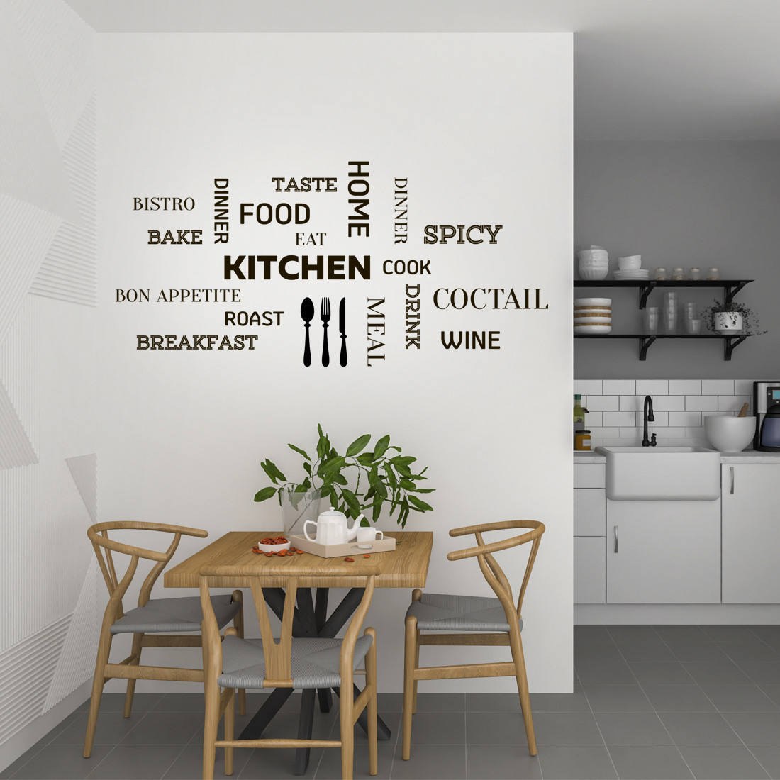 Kitchen lettering wall art stickers quotes sticker