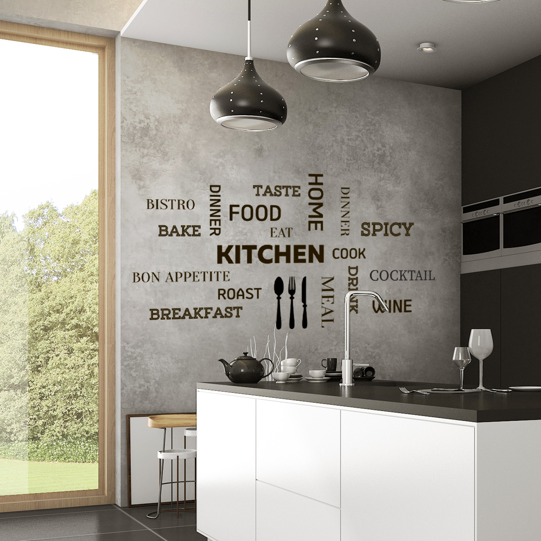 Kitchen lettering wall art stickers quotes sticker