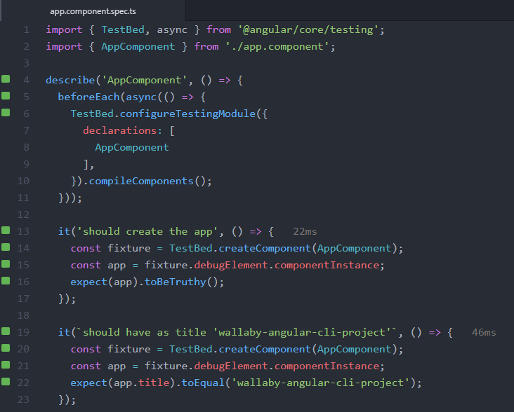 Wallaby.js Tutorials Angular CLI tutorial
