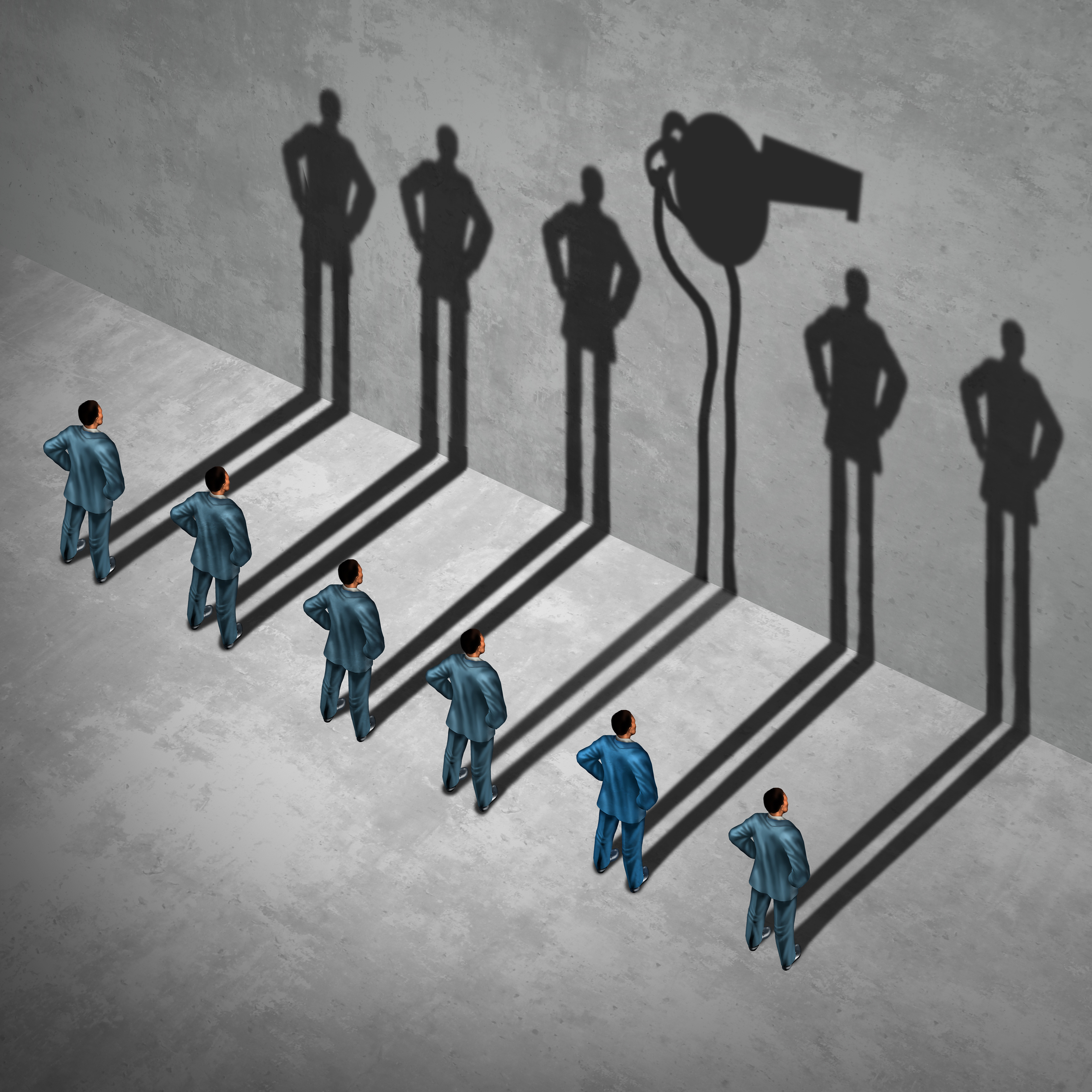 Whistle blower or whistleblower concept as a symbol of a secret