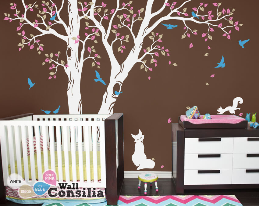 Woodland critters tree decal Nursery