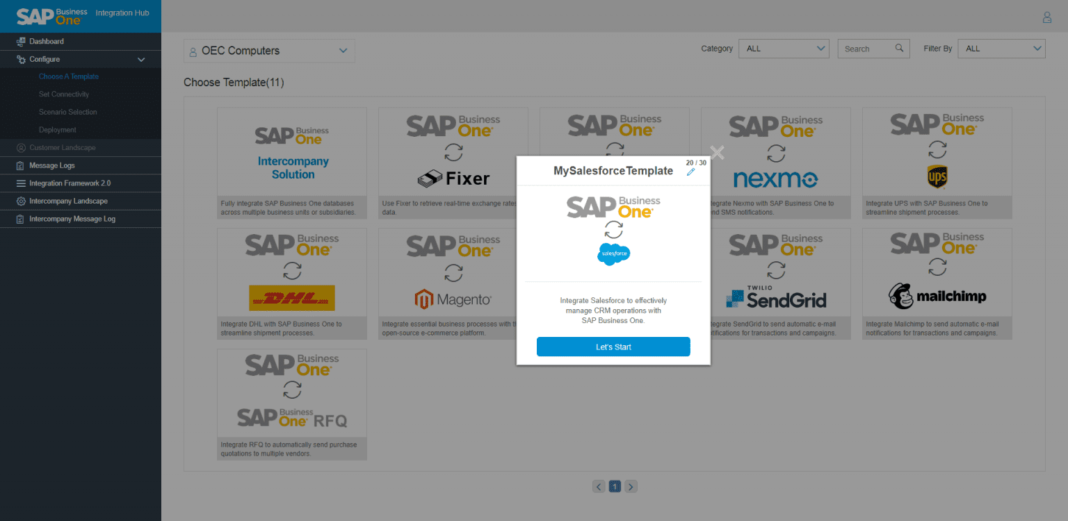 Salesforce Integration with SAP Business One Integration Hub