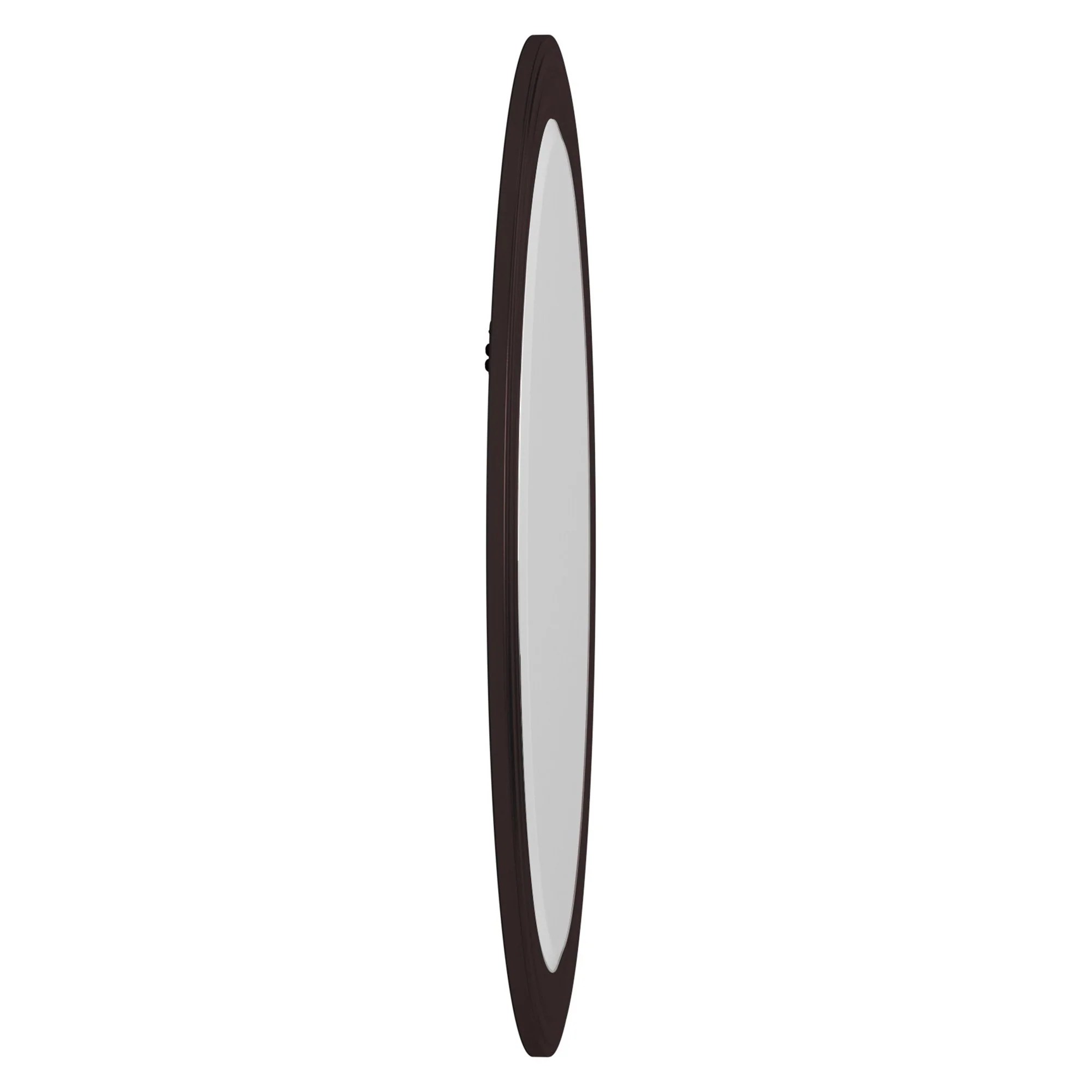 Oval Oil Rubbed Bronze Mirror With Wooden Grooves Frame — Wallhogs