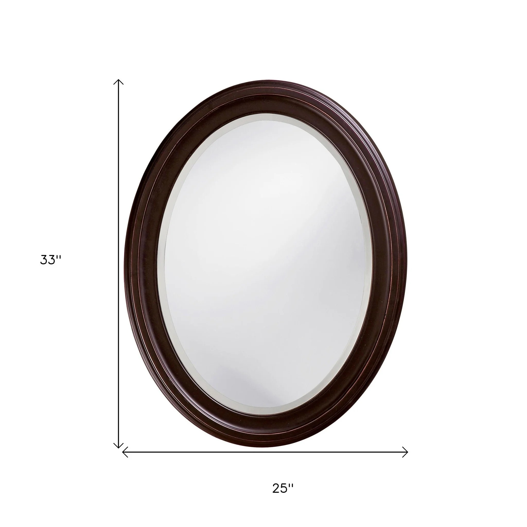 Oval Oil Rubbed Bronze Mirror With Wooden Grooves Frame — Wallhogs