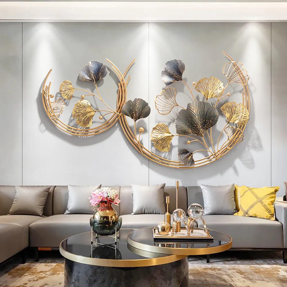 3D Hollowout Metal Ginkgo Leaf Aesthetic Wall Decor Art