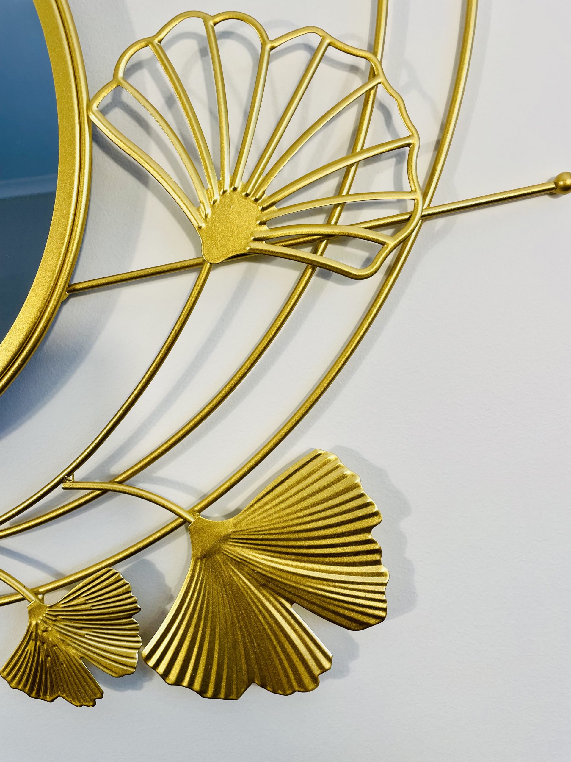 Gold Wall Mirror Decor Metal Decorative Wall Art Hanging Mirror Gingko