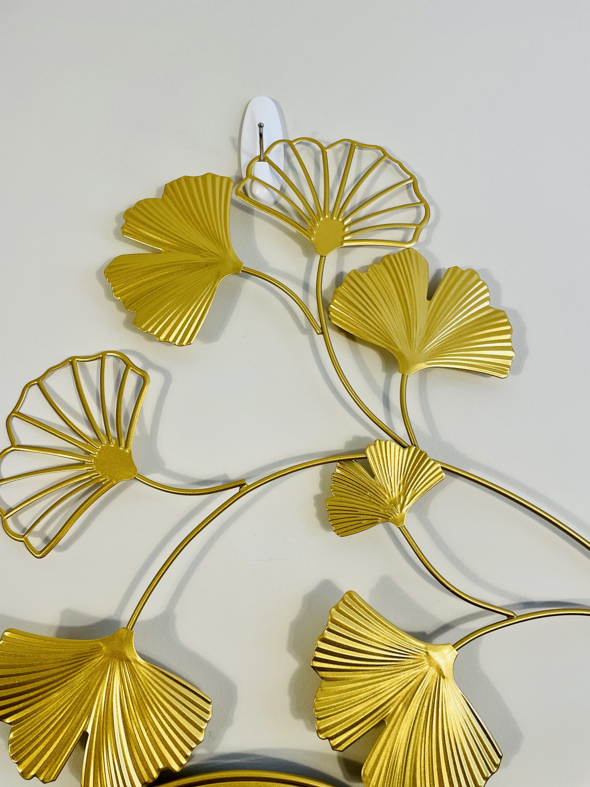 Gold Wall Mirror Decor Metal Decorative Wall Art Hanging Mirror Gingko